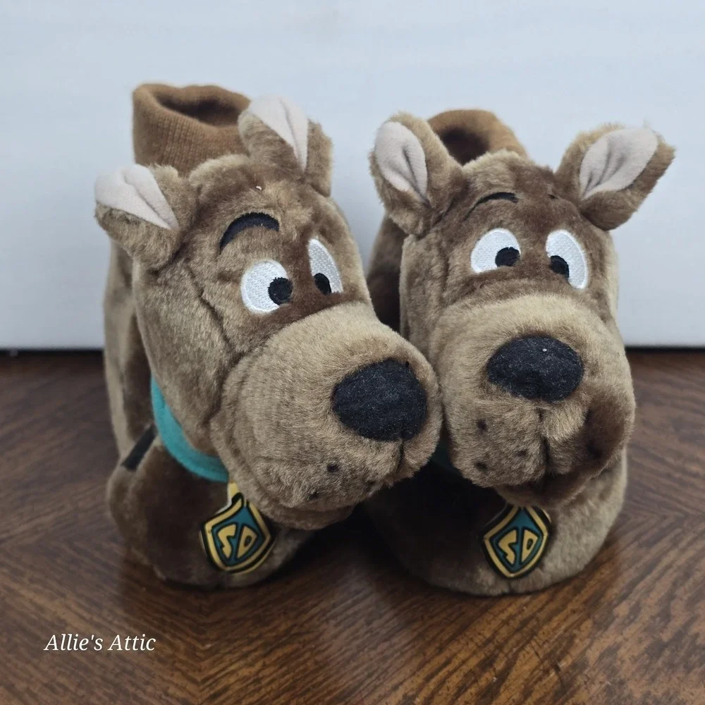 Kids Scooby-Doo Slippers Size 7-8 M Vintage Plush Cartoon Network Boys Girls